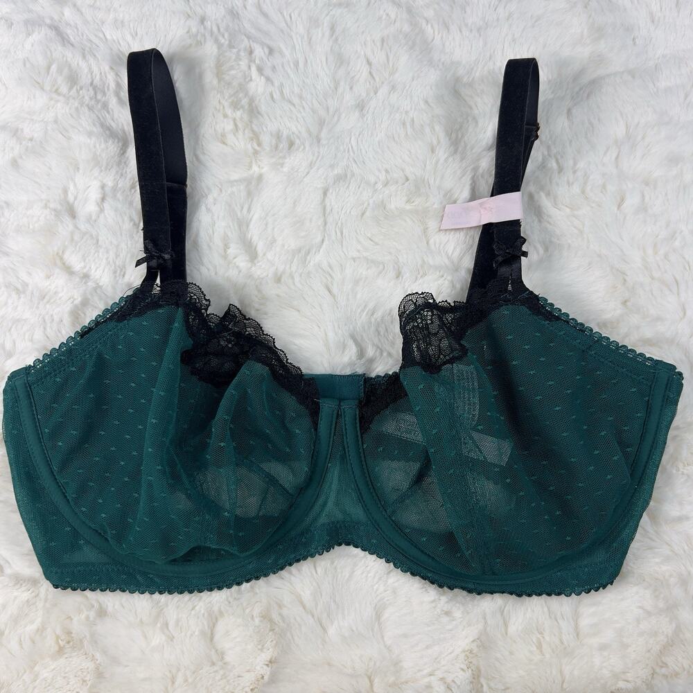 Victoria’s Secret Dream Angels Wicked Unlined Balconette Bra Teal Lace 32DD